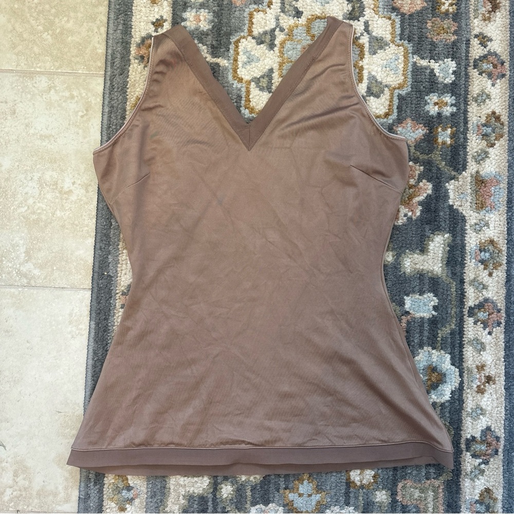 SPANX WOMEN’S dark DARK BROWN V NECK TANK SHAPE WEAR CAMISOLE  SZ 1X